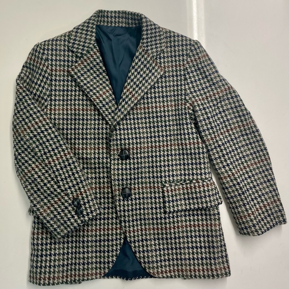 Vintage Boys Wool Herringbone Sport Coat Dual Vent Jacket USA Made Approx Sz 8